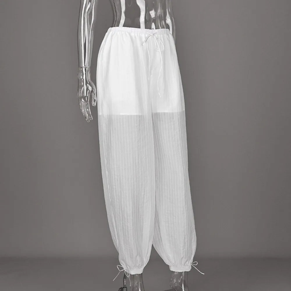 Pantalon décontracté mi-taille pour femmes