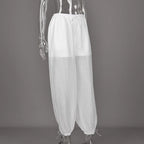 Pantalon décontracté mi-taille pour femmes
