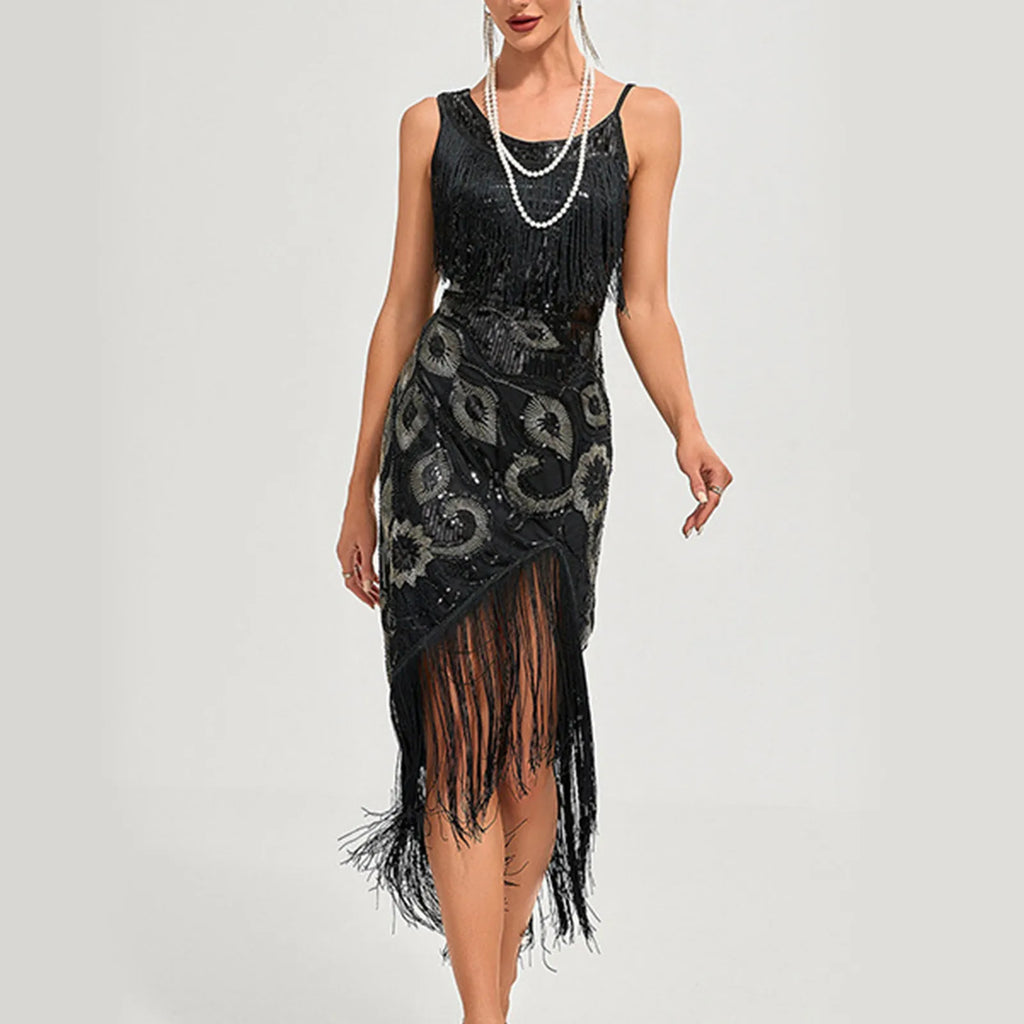 Robe à franges et paillettes des années 1920 pour femmes