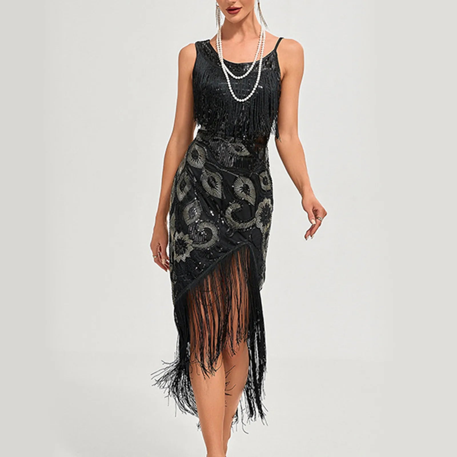 Robe à franges et paillettes des années 1920 pour femmes