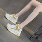Basket en cuir plates compensées pour femmes