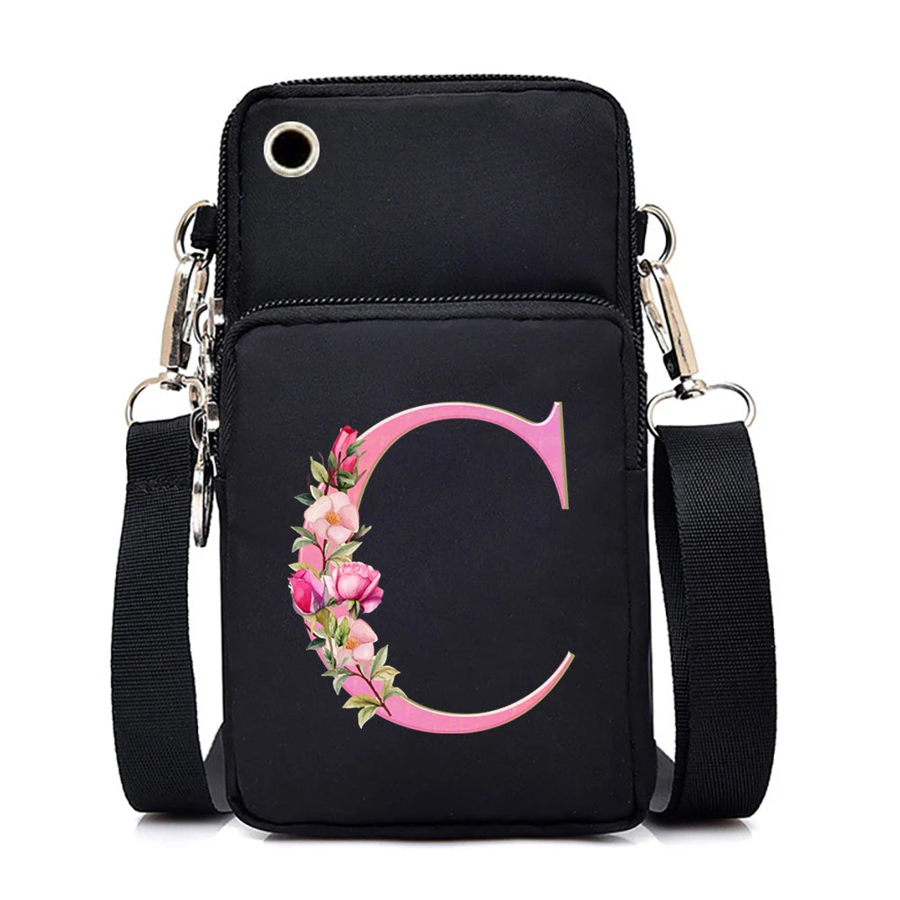 Sac à bandoulière série lettres Sakura rose pour téléphone portable pour femmes