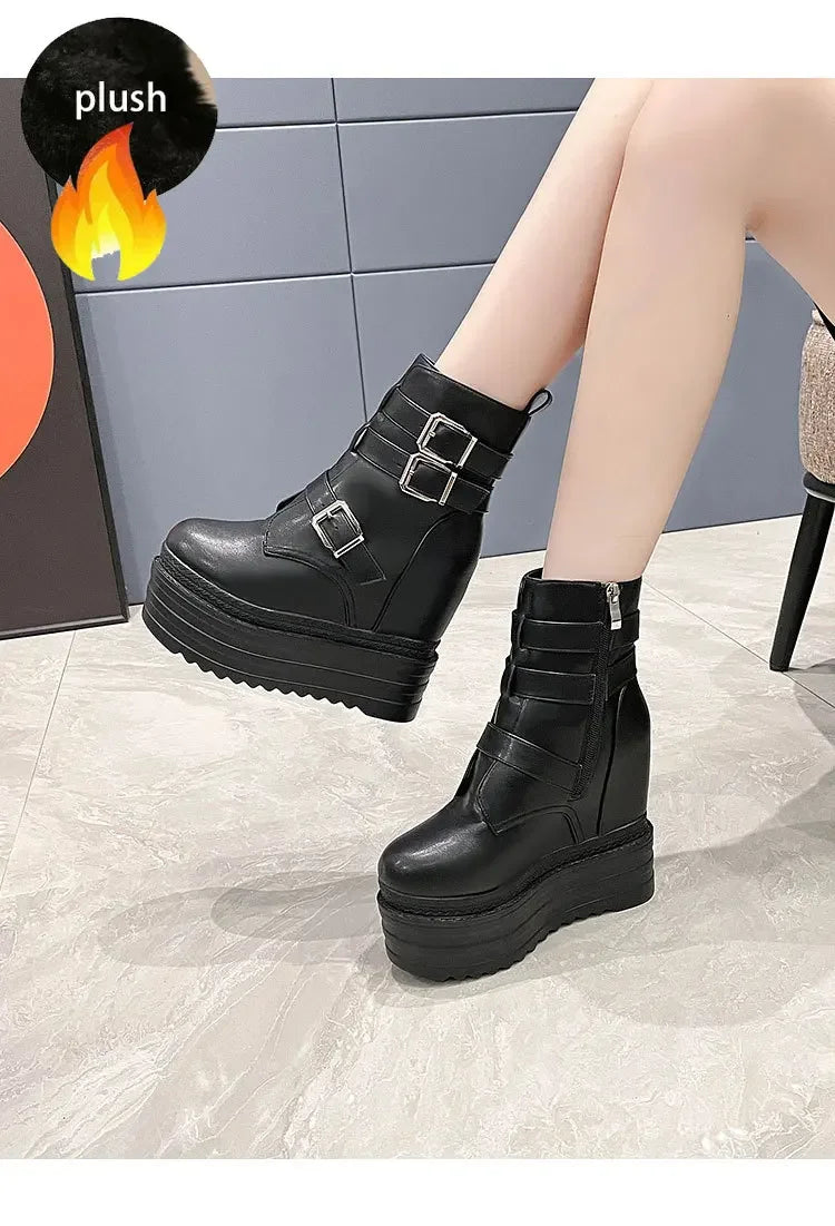 Bottines en cuir PU pour femmes