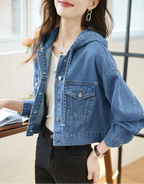 Veste en jean à capuche vintage pour femmes