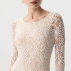 T-shirt en dentelle à manches longues pour femmes