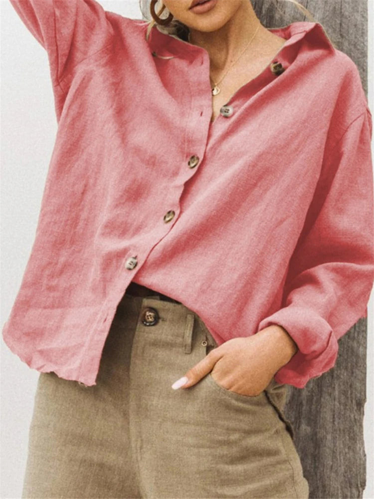Chemise boutonnée à manches longues pour femmes