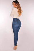 Jean skinny taille haute élastique pour femmes