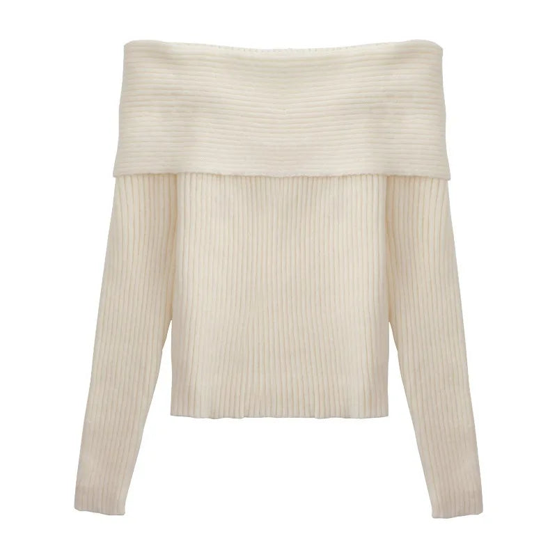 Pull Chic Femme – Col Ras du Cou et Épaules Dénudées