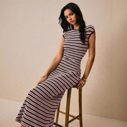 Robe Longue Rayée Femme – Coupe Cintrée
