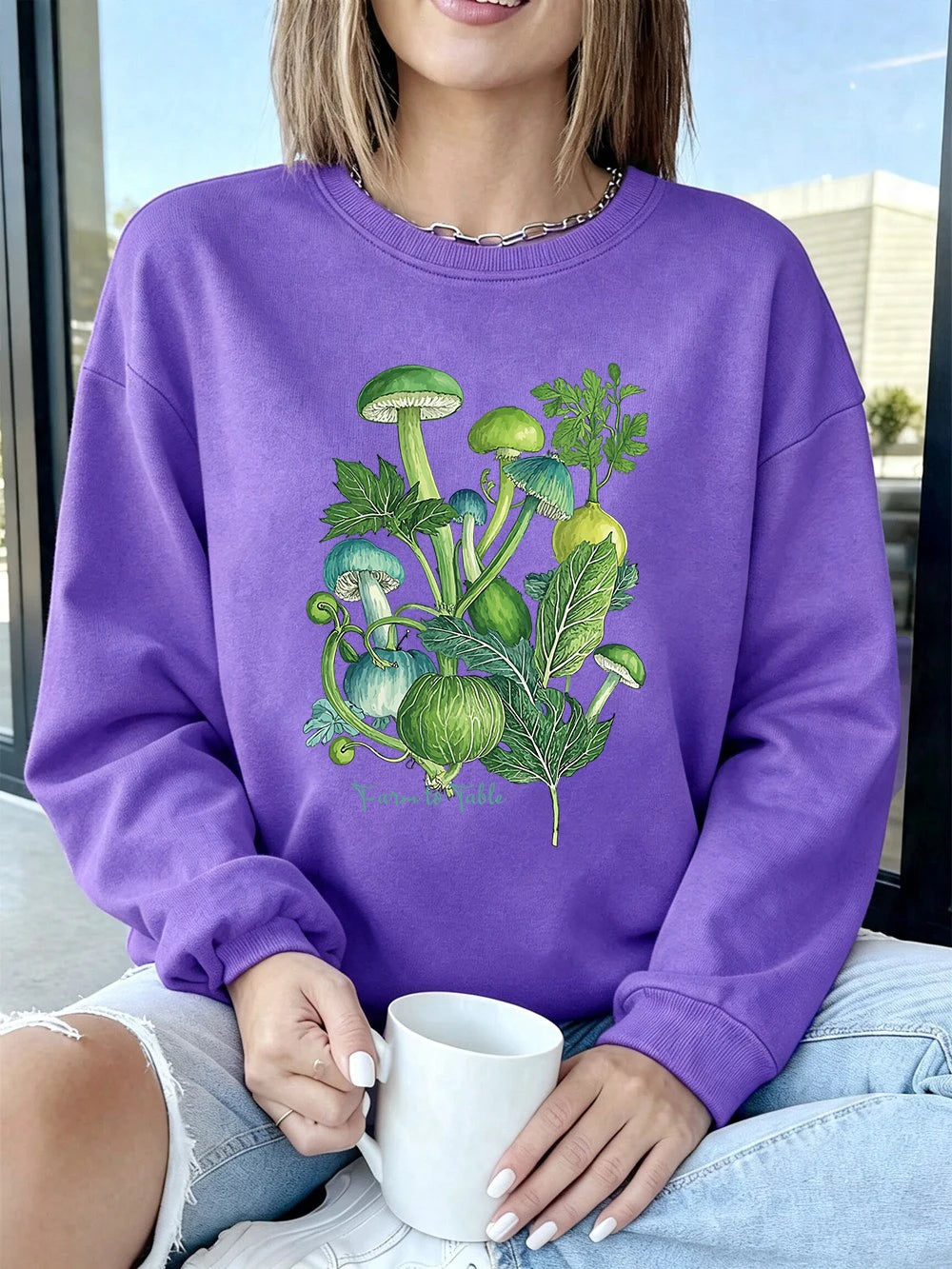 Sweat-shirts imprimés « De la ferme à la table » pour femmes