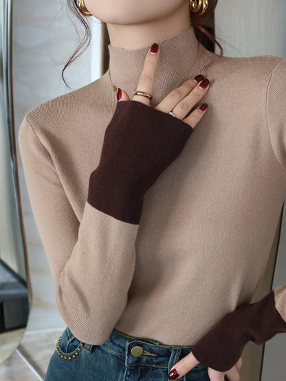 Pull en Maille Douce Femme – Col Semi-Montant Chic