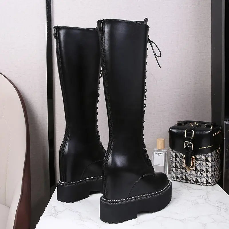 Bottes à semelle compensée en polyuréthane pour femmes