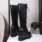 Bottes à semelle compensée en polyuréthane pour femmes