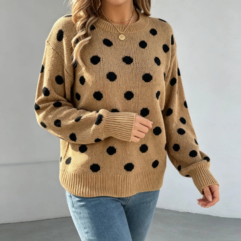 Pull à Pois Femme – Maille et Motifs Contrastés