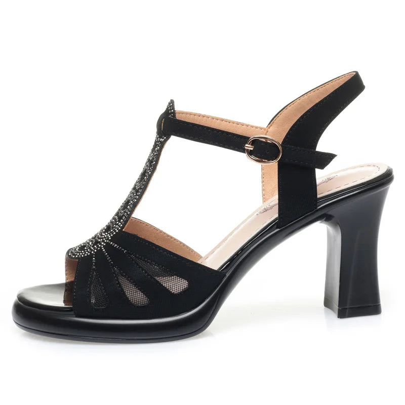 Sandales Sexy à bout ouvert en cuir pour femmes