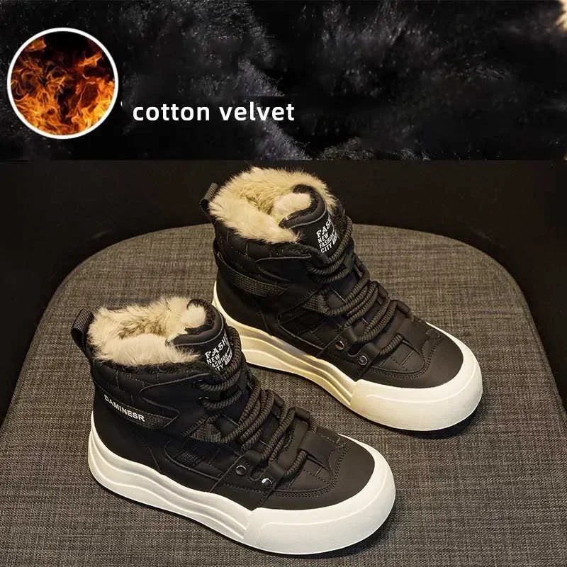 Baskets épaisse en cuir pour femmes