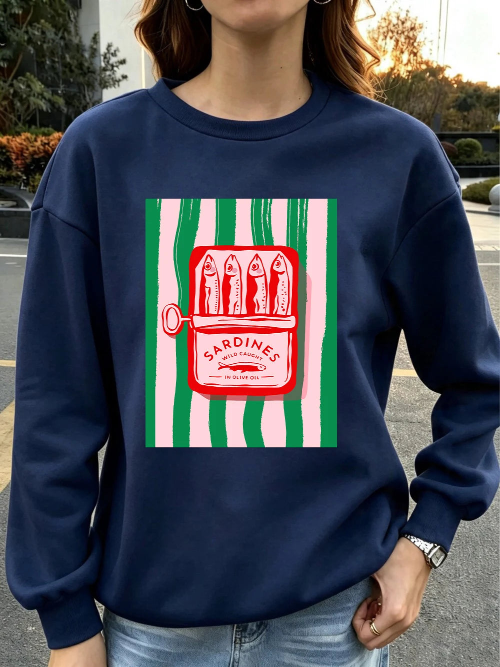 Sweat-shirts imprimés Sardines Wild Caught pour femmes