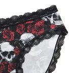 Culotte taille basse respirant en soie glacée garnie de dentelle pour femmes