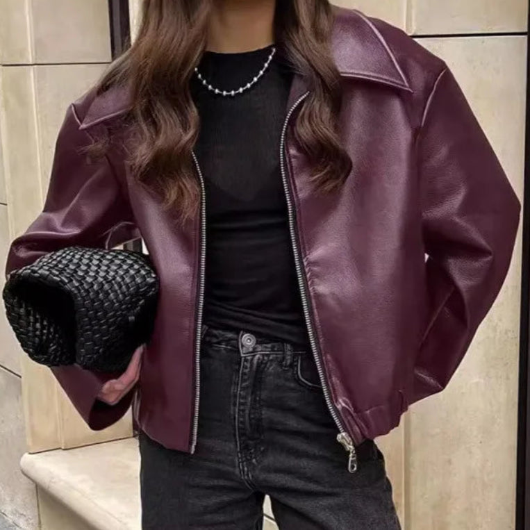 Veste en cuir ample et tendance pour femmes
