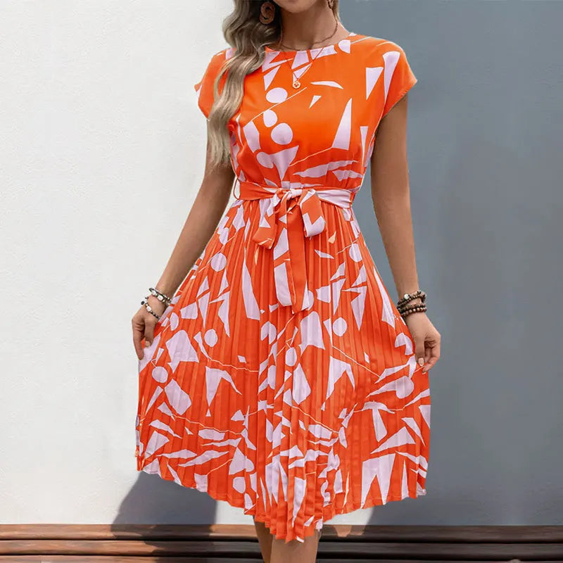 Robe mi-longue imprimée ample pour femmes