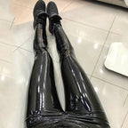 Leggings en cuir PU réfléchissant brillant pour femmes