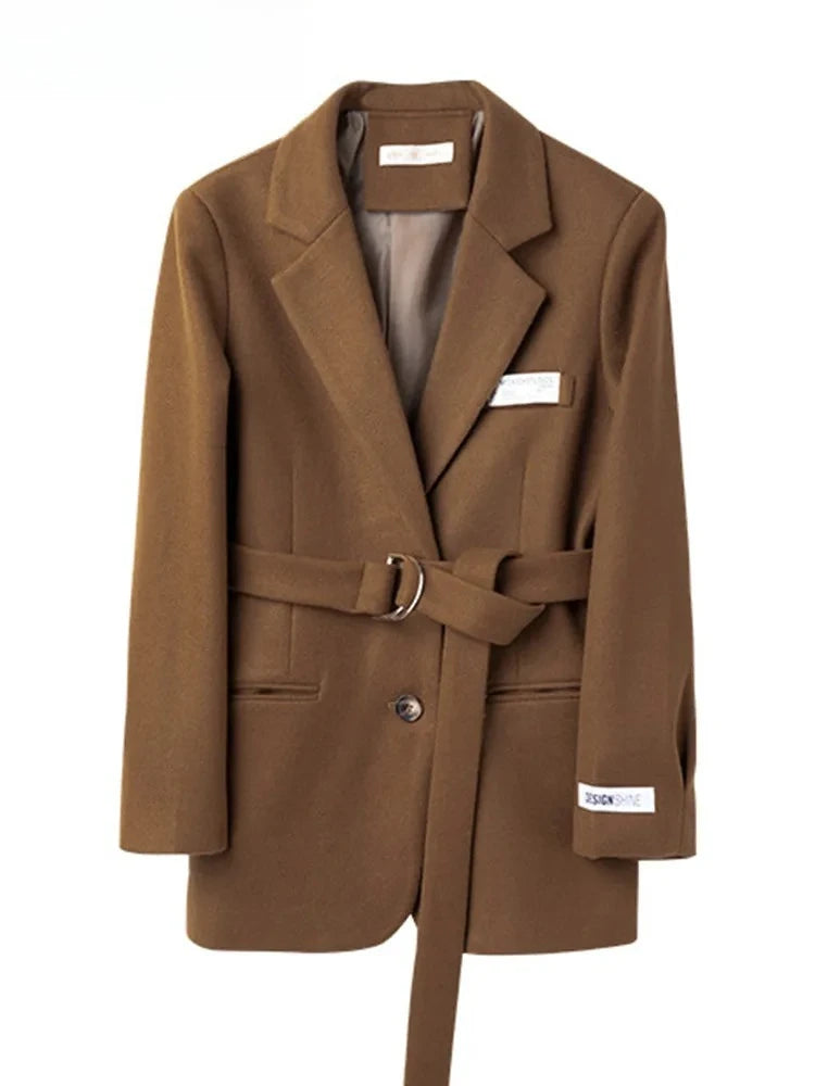 Manteau femme en laine mélangée avec ceinture