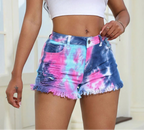 Short en jean déchiré tie-dye grande taille pour femme