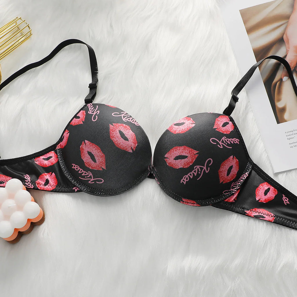 Ensemble de lingerie sexy à motif de lèvres pour femmes
