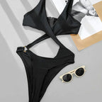 Maillot de bain une pièce croisé pour femmes