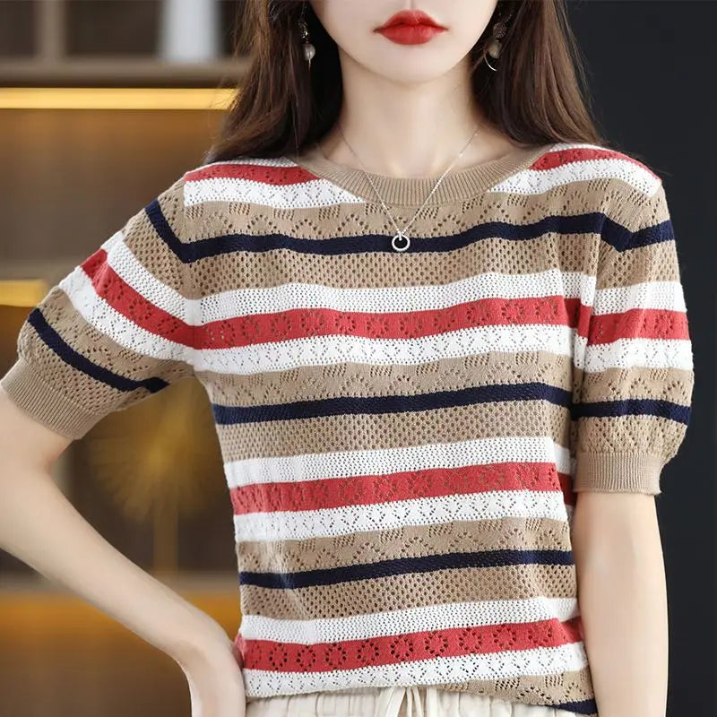 Pull ample à manches courtes pour femmes