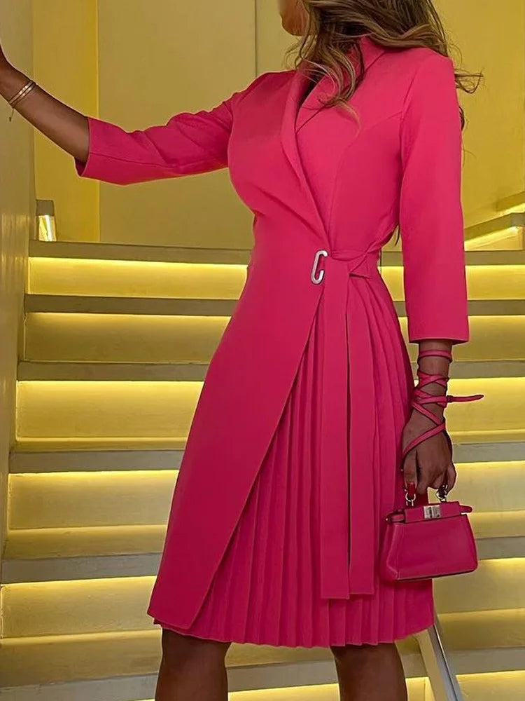 Robe de soirée à manches trois quarts et col en V pour femmes