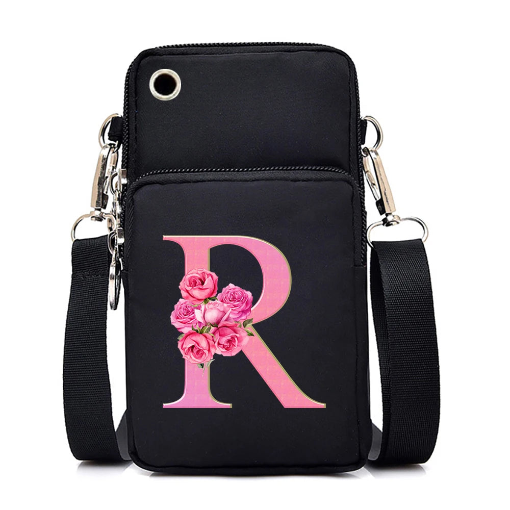 Sac à bandoulière série lettres Sakura rose pour téléphone portable pour femmes