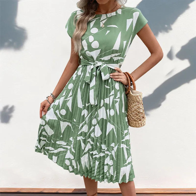 Robe mi-longue imprimée ample pour femmes