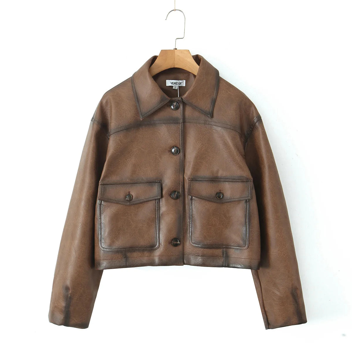 Blouson d'hiver en similicuir pour femmes