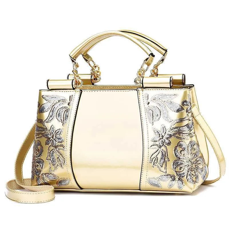 Sac à bandoulière en cuir verni brillant pour femmes