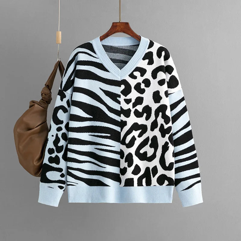 Pulls tricots à motif léopard pour femmes