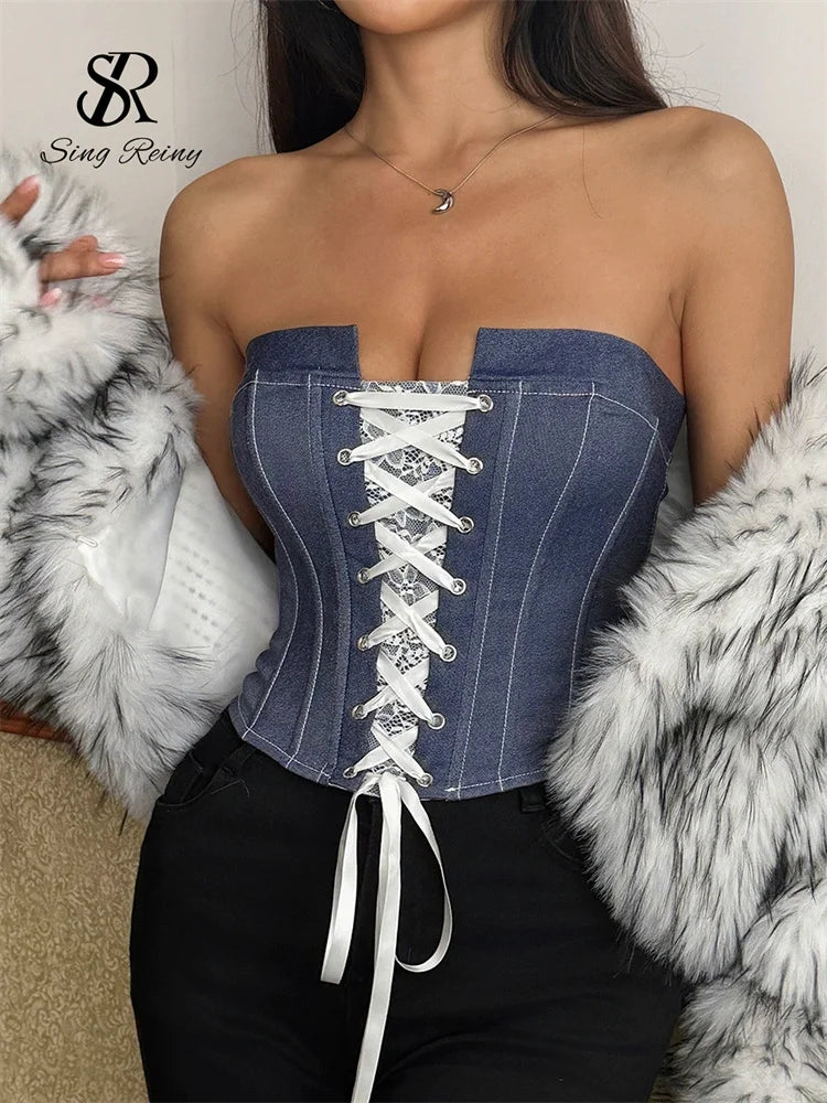 Débardeur Corset Femme – Laçage Sans Manches