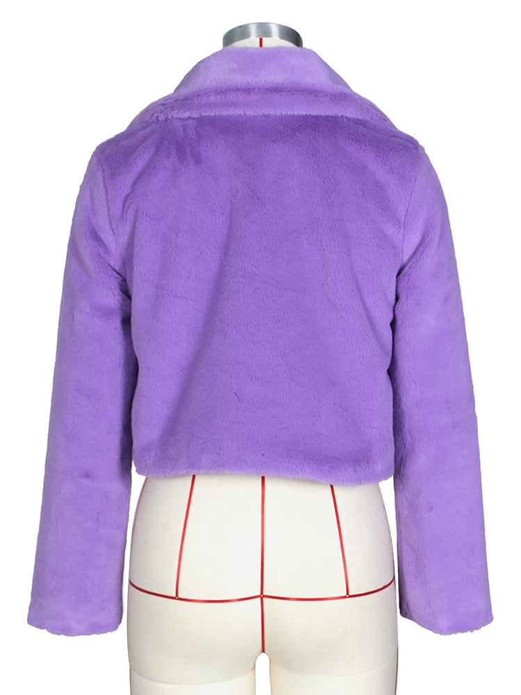 Manteau court en fausse fourrure pour femmes