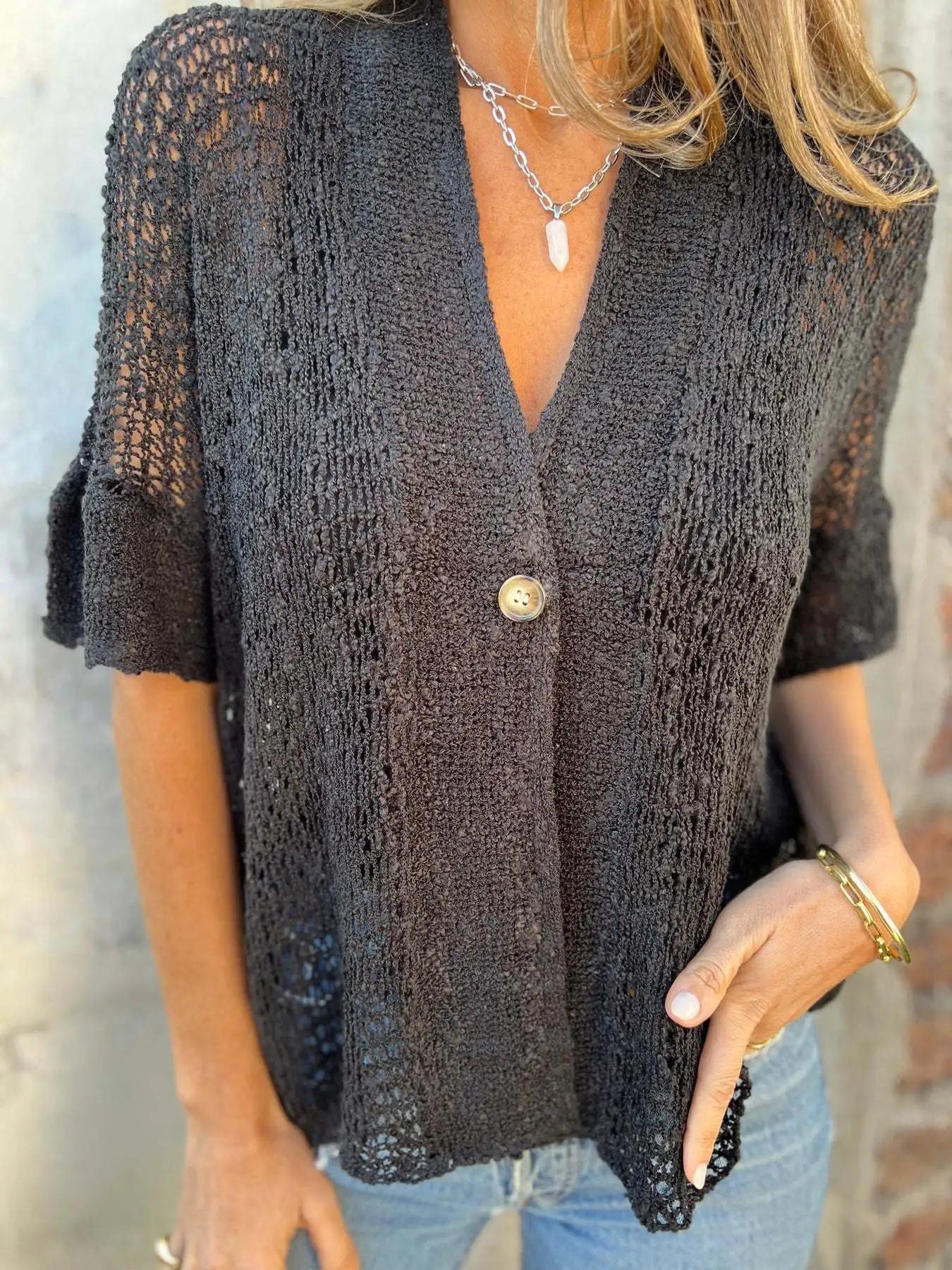 Cardigan à manches courtes pour femmes