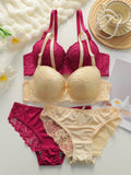 Ensemble de 2 pièces de lingerie en dentelle colorée pour femmes
