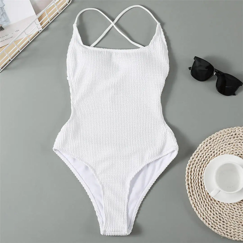 Maillot de bain une pièce sexy dos nu, coupe haute, 3 couleurs, pour femmes