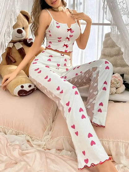 Pyjama Femme à Cerises – Caraco Transparent et Pantalon