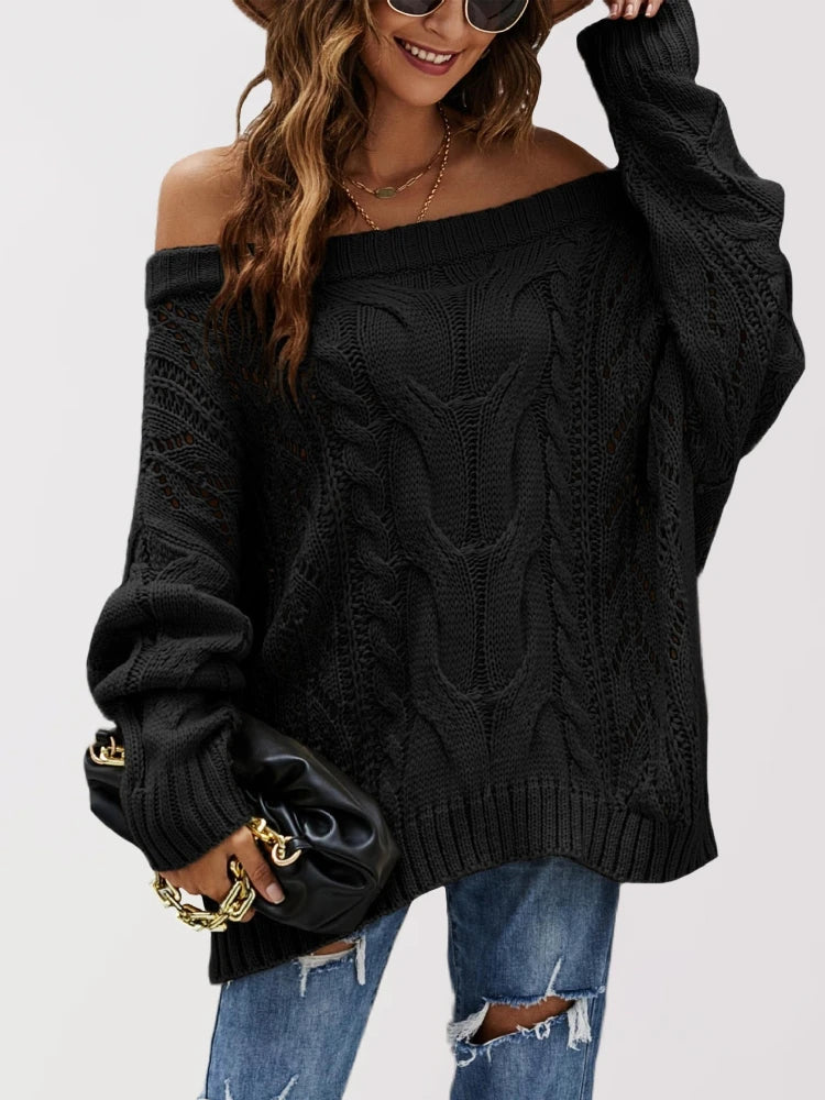 Pull tricoté à manches lanternes pour femmes
