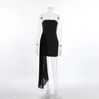 Robe longue asymétrique à lacets pour femmes