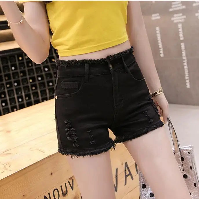 Short en jean taille haute pour femmes