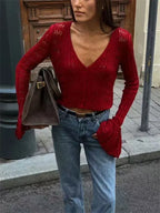 Pull cardigan tricots évider pour femmes