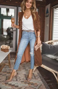 Veste longue en velours pour femmes