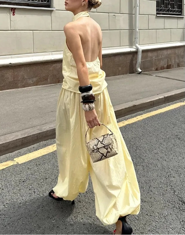 Ensemble pantalon et haut dos nu pour femmes
