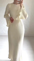 Robe longue plissée musulmane à manches évasées pour femmes