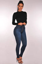 Jean skinny taille haute élastique pour femmes